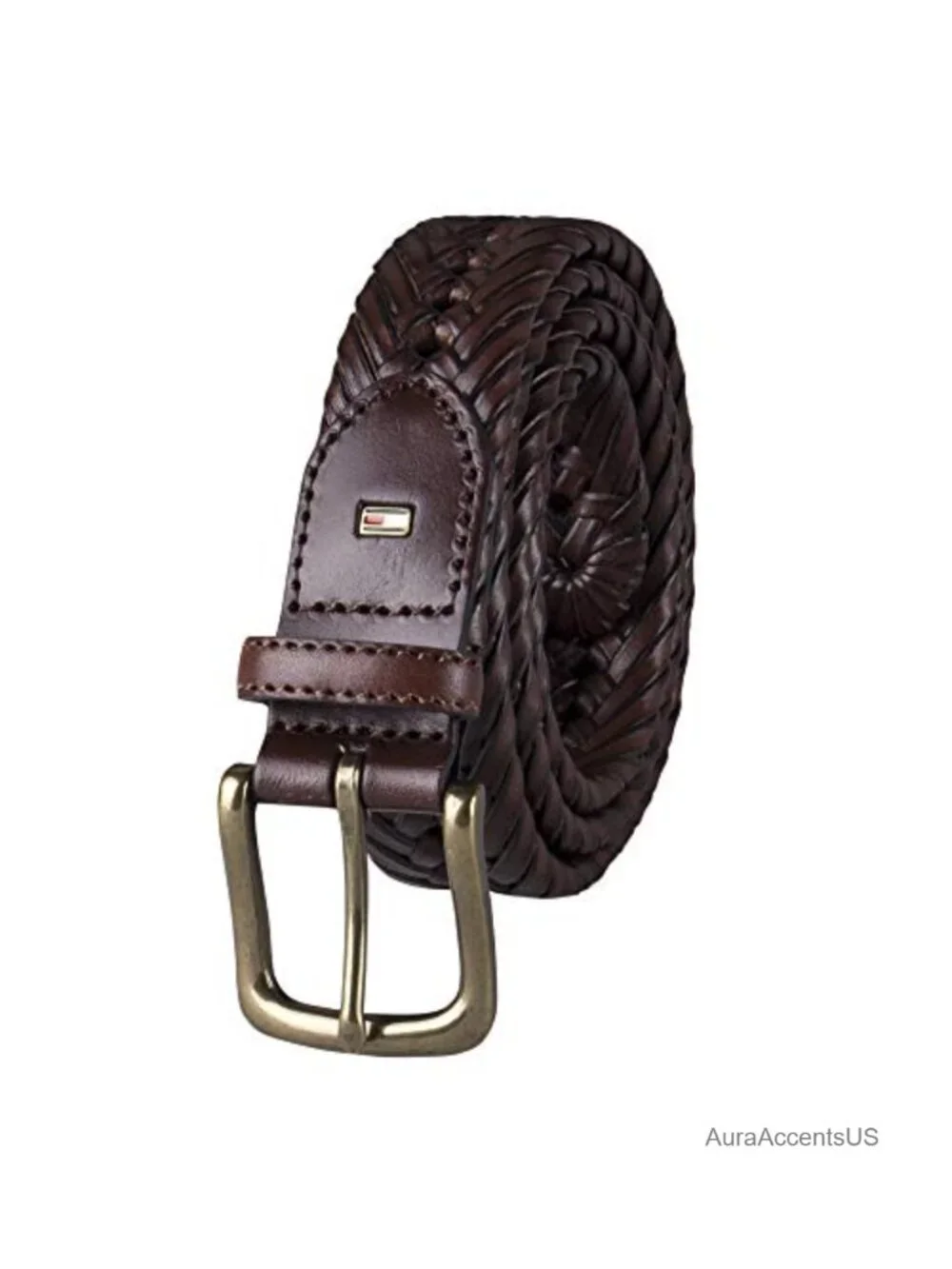 Tommy Hilfiger Men's Leather Braided Belt Fully Adjustable for Jeans Khakis